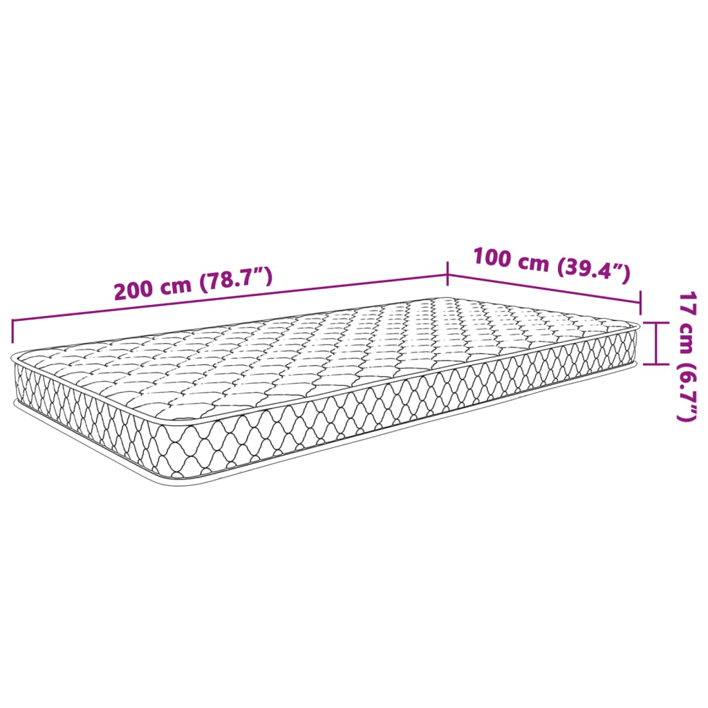 Materasso Viscoelastico Bianco 100x200x17 cm - homemem39