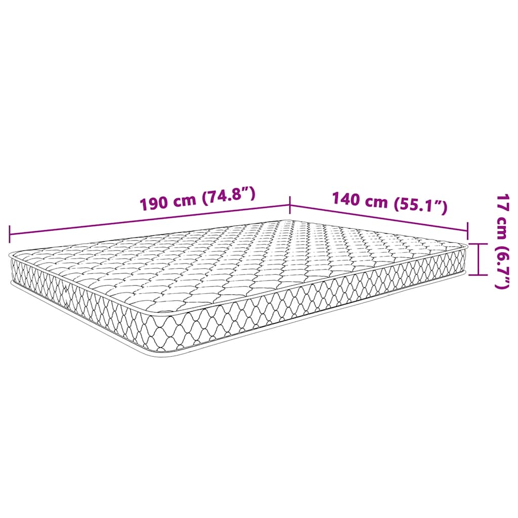 Materasso Viscoelastico Bianco 140x190x17 cm Morbido - homemem39