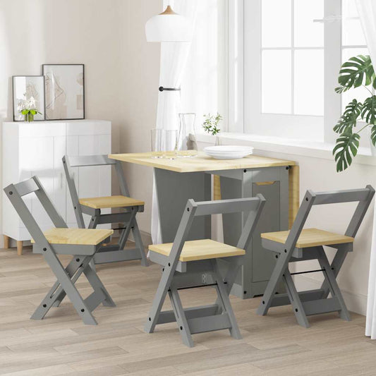 Sedie da Pranzo Pieghevoli 4 pz Corona Grigie in Legno di Pino - homemem39