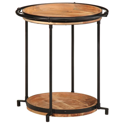 Tavolino Ø55x60 cm in Legno Massello di Acacia