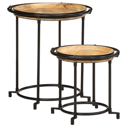 Set Tavolino 2 pz in Legno Massello di Mango | homemem39
