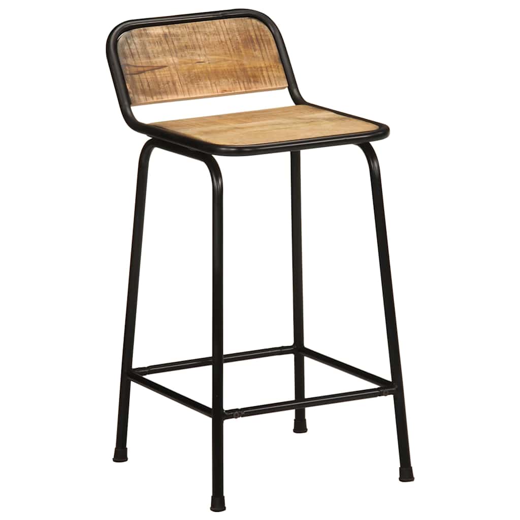 Sgabelli da Bar 2 pz 46x35,5x80 cm Legno Massello Grezzo Mango