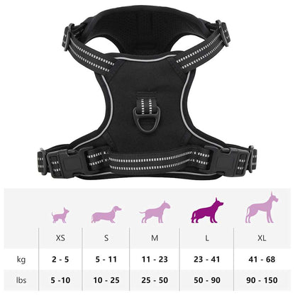Pettorina per Cani con Strisce Riflettenti Regolabile Nera L | homemem39