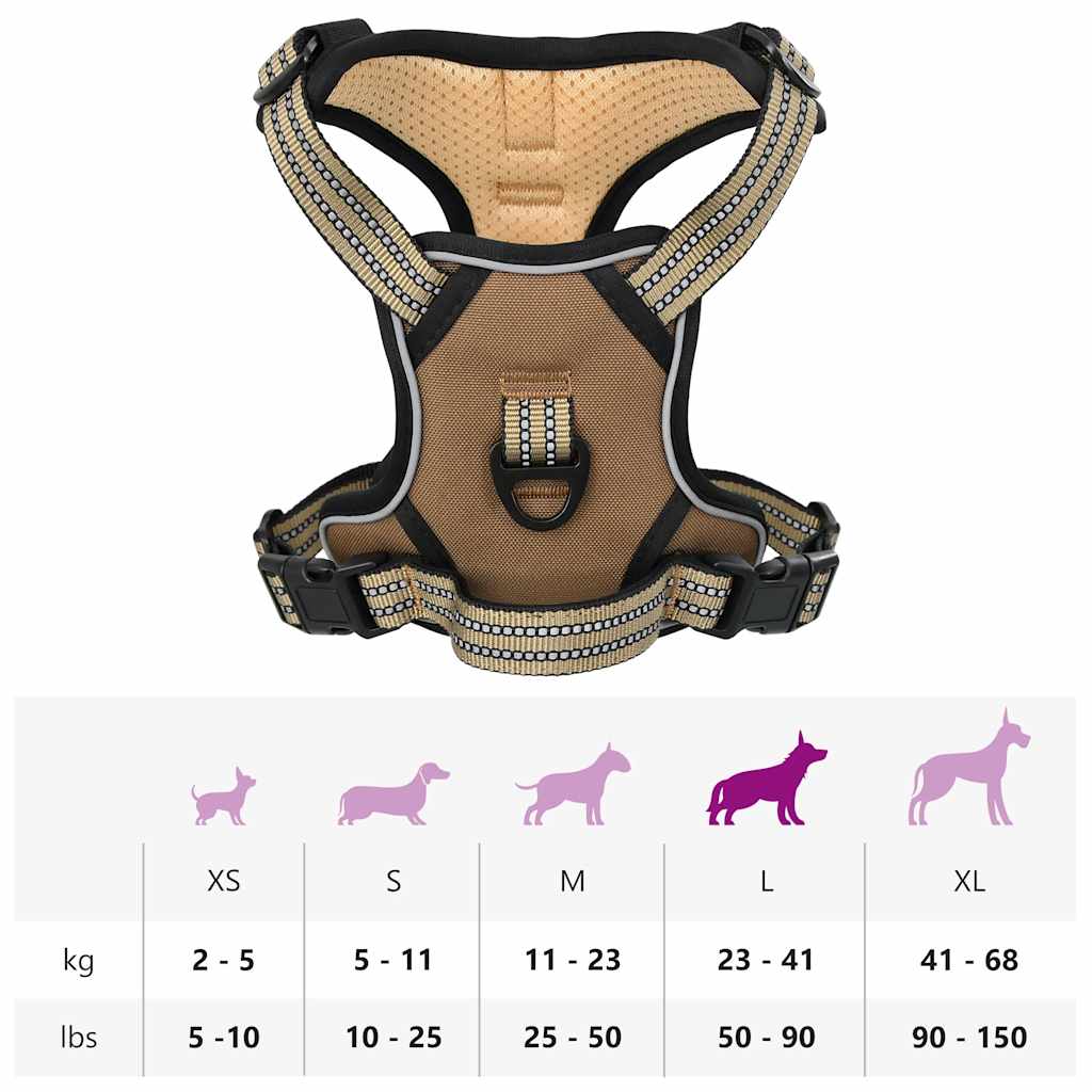 Pettorina per Cani con Strisce Riflettenti Regolabile Marrone L | homemem39