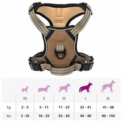 Pettorina per Cani con Strisce Riflettenti Regolabile Marrone L | homemem39