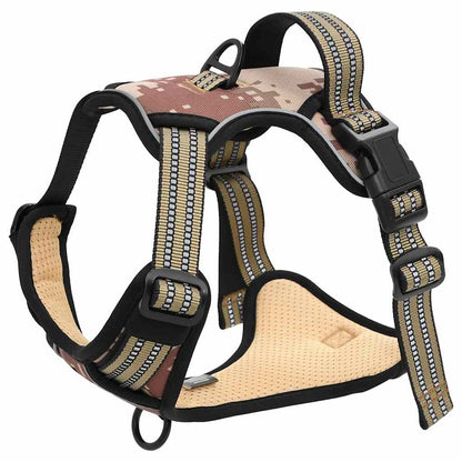 Pettorina Cani Righe Riflettenti Regolabile Marrone Mimetico XL | homemem39