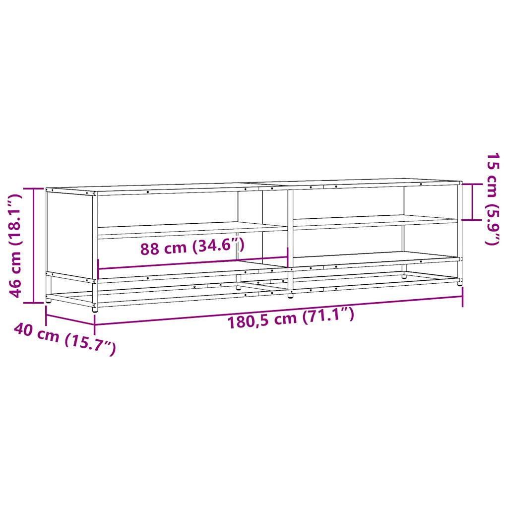 Mobile Porta TV Nero 180,5x40x46 cm in Truciolato - homemem39