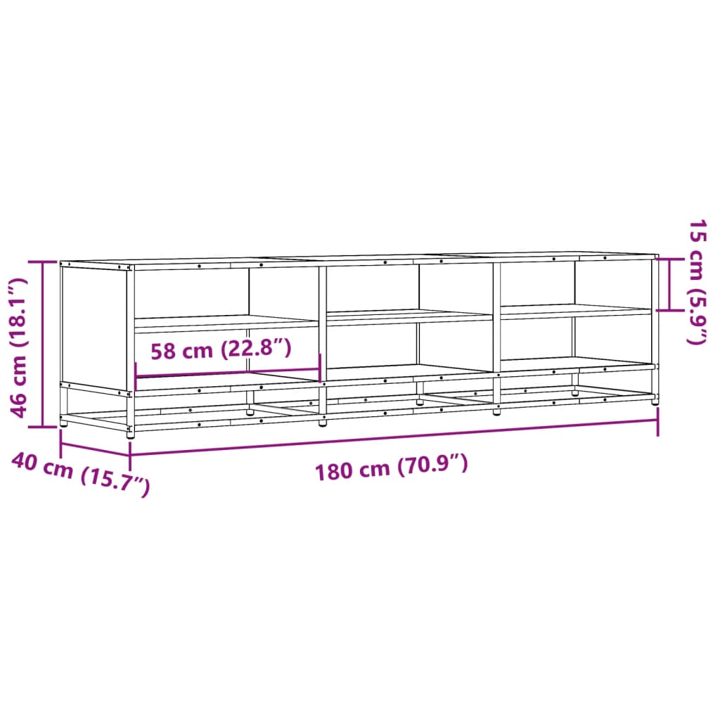 Mobile Porta TV Grigio Sonoma 180x40x46 cm in Truciolato - homemem39