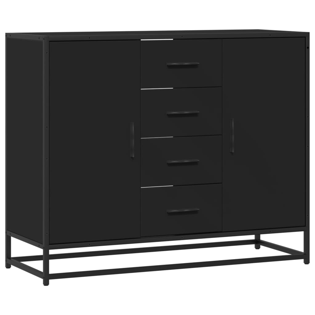 Credenza Nera 92x35x76 cm in Legno Multistrato - homemem39