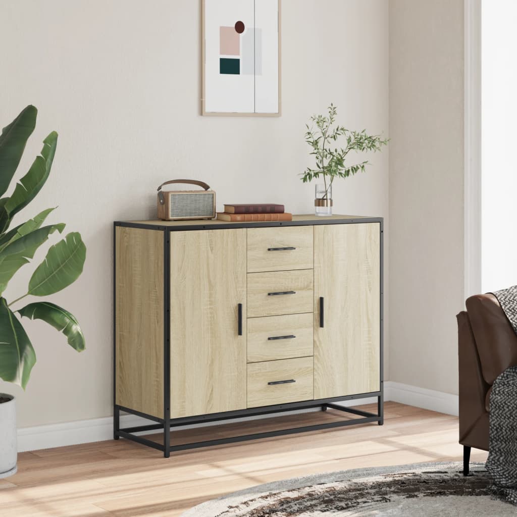 Credenza Rovere Sonoma 92x35x76 cm in Legno Multistrato - homemem39