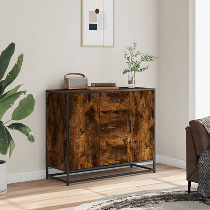 Credenza Rovere Fumo 92x35x76 cm in Legno Multistrato - homemem39