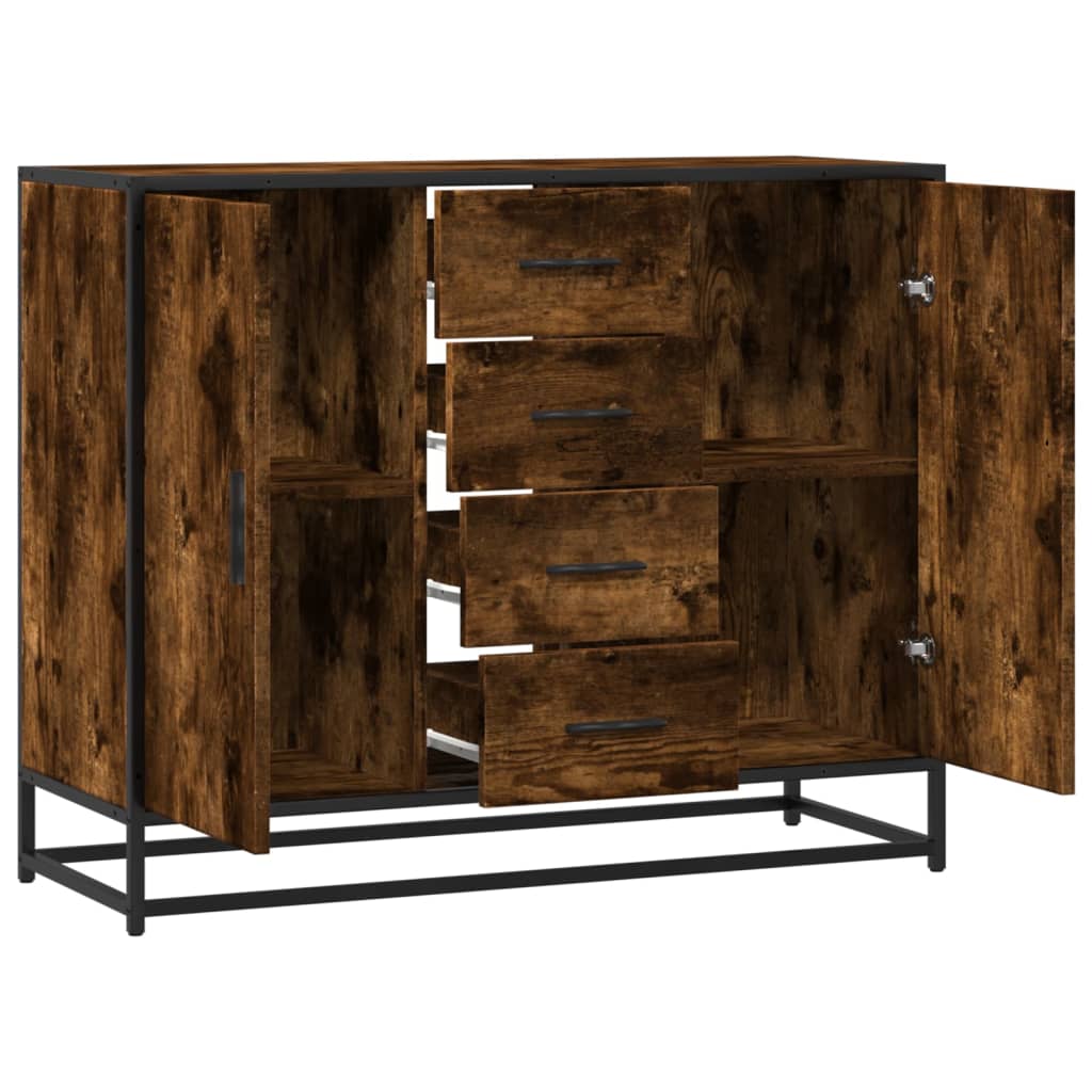 Credenza Rovere Fumo 92x35x76 cm in Legno Multistrato - homemem39