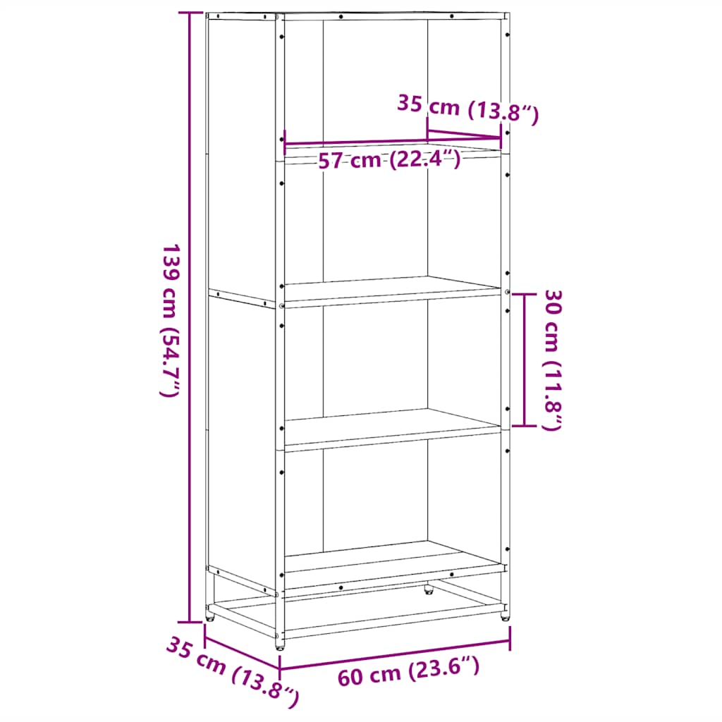 Libreria Rovere Fumo 60x35x139 cm in Truciolato | homemem39
