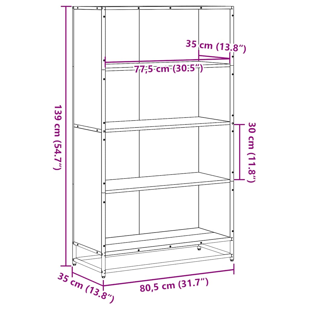 Libreria Nera 80,5x35x139 cm in Truciolato | homemem39