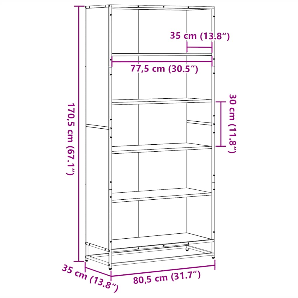 Libreria Rovere Marrone 80,5x35x170,5 cm in Truciolato | homemem39