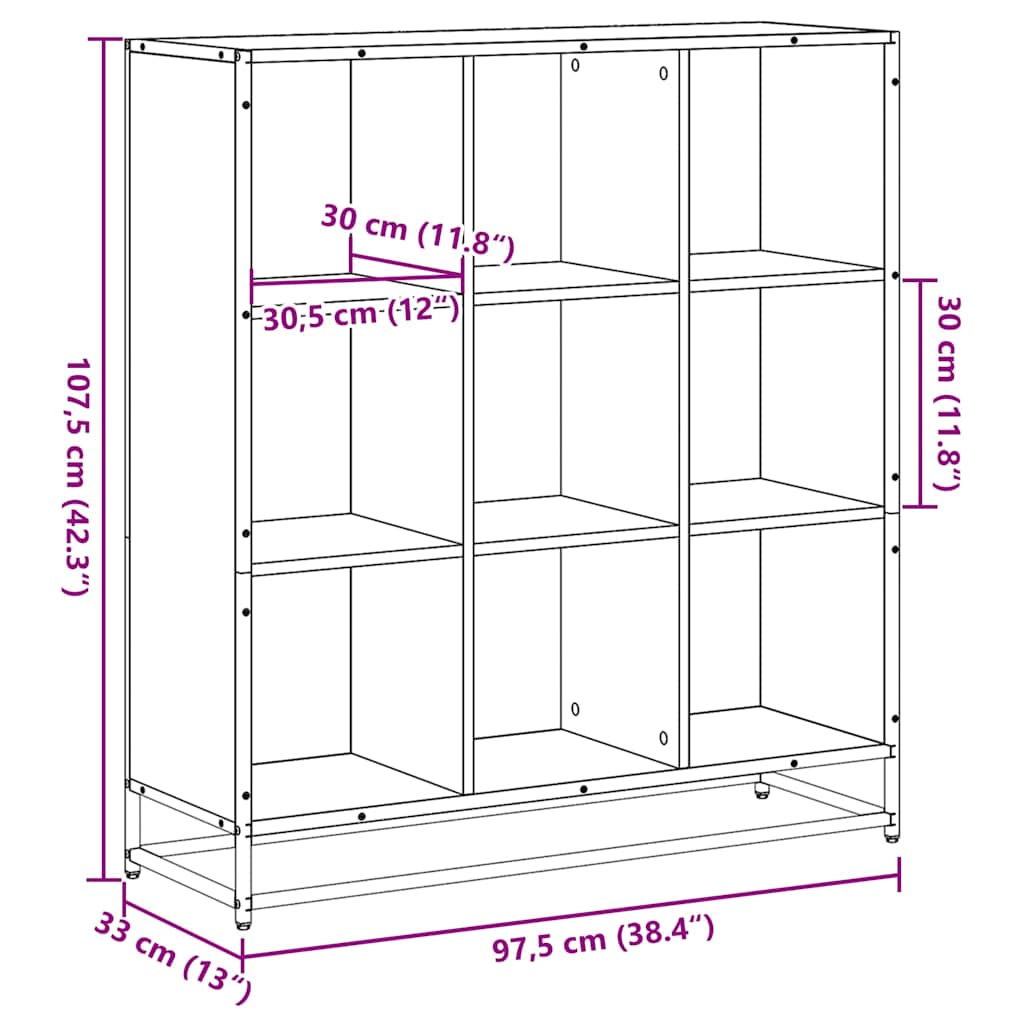 Libreria Rovere Sonoma 97,5x33x107,5 cm Multistrato e Metallo | homemem39