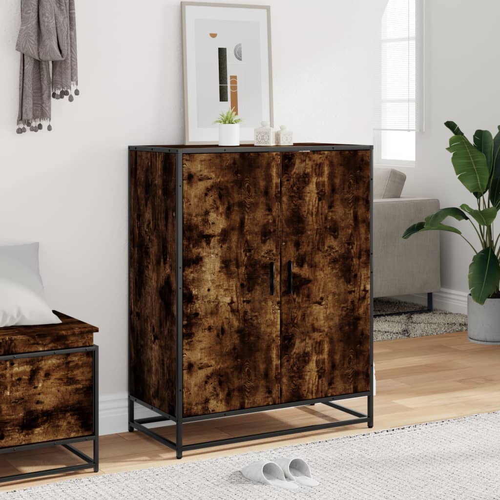 Scarpiera Rovere Fumo 75x38x97,5 cm Legno Multistrato Metallo - homemem39