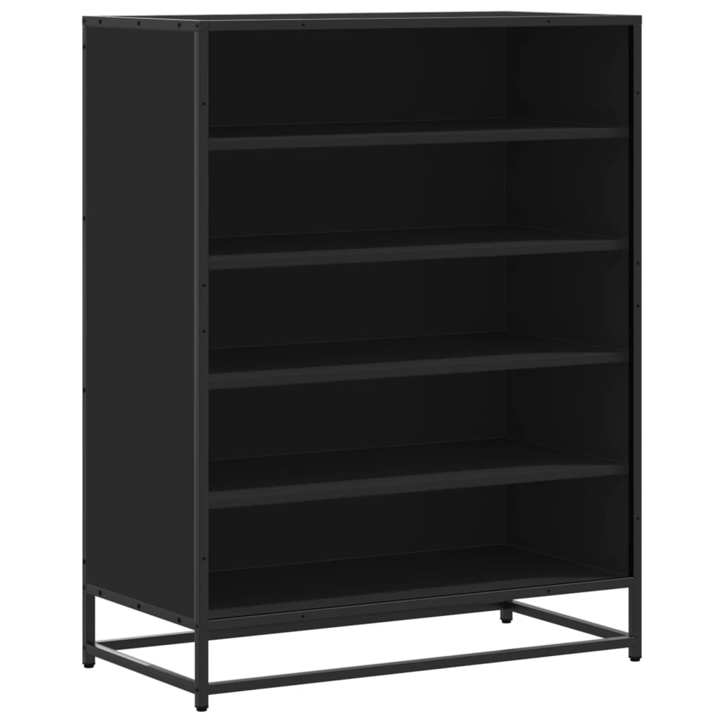 Scarpiera Nera 75x38x97,5 cm in Truciolato e Metallo | homemem39