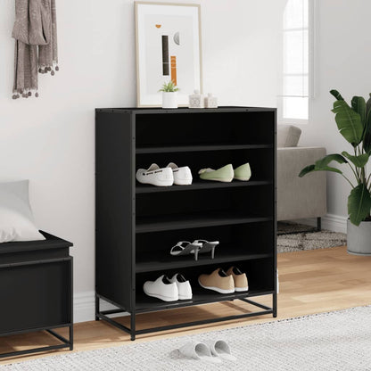 Scarpiera Nera 75x38x97,5 cm in Truciolato e Metallo | homemem39