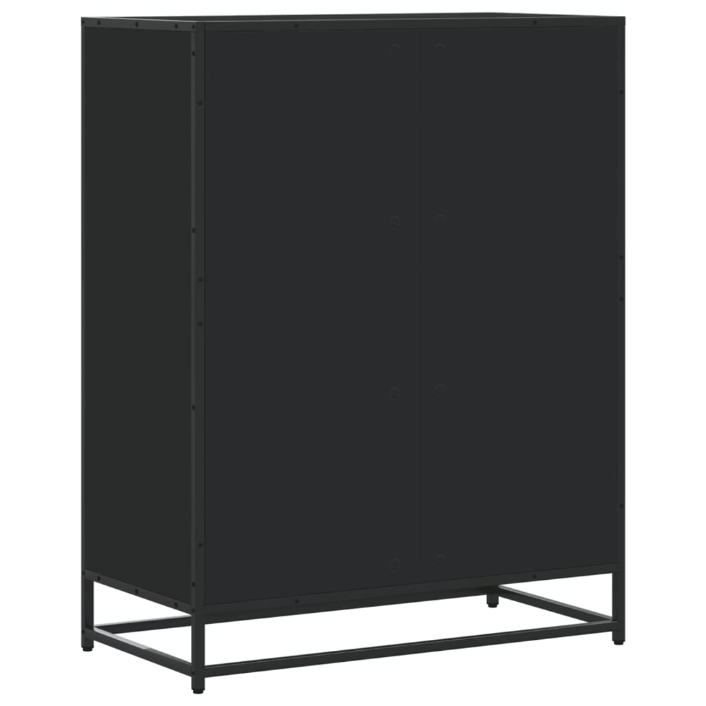 Scarpiera Nera 75x38x97,5 cm in Truciolato e Metallo - homemem39