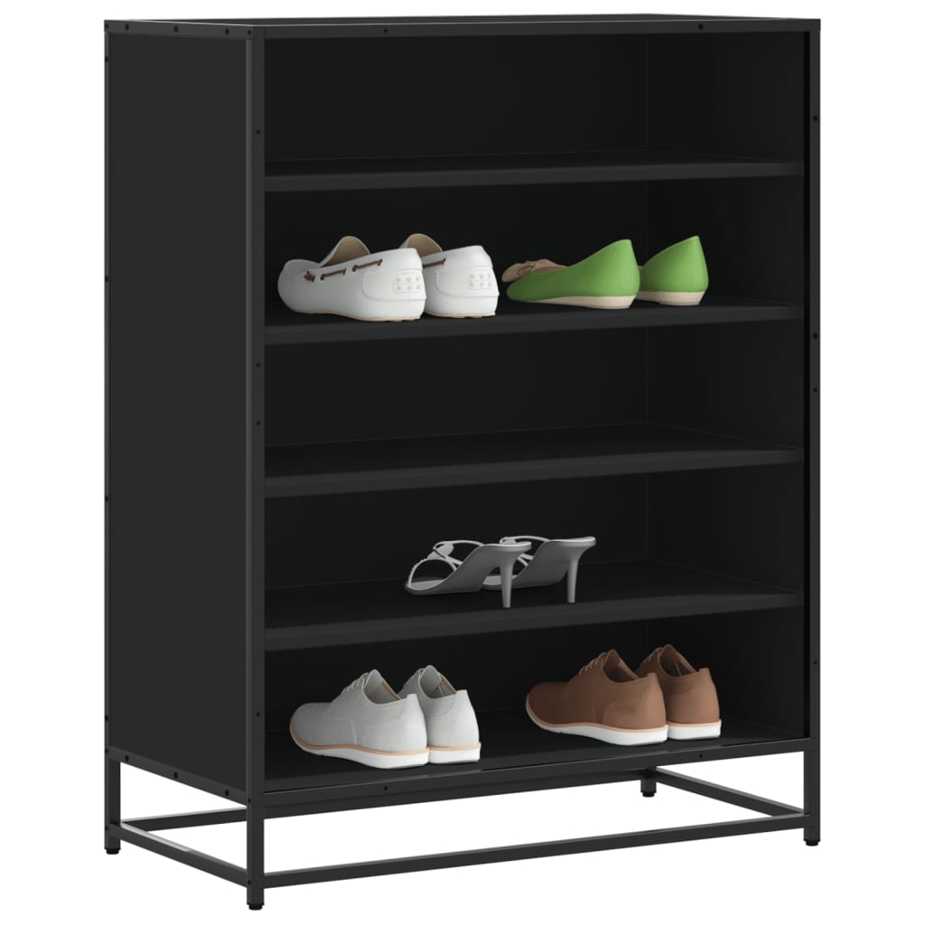 Scarpiera Nera 75x38x97,5 cm in Truciolato e Metallo - homemem39