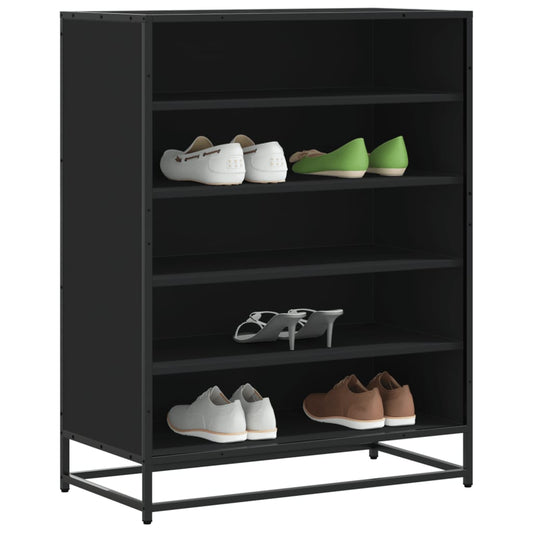 Scarpiera Nera 75x38x97,5 cm in Truciolato e Metallo - homemem39
