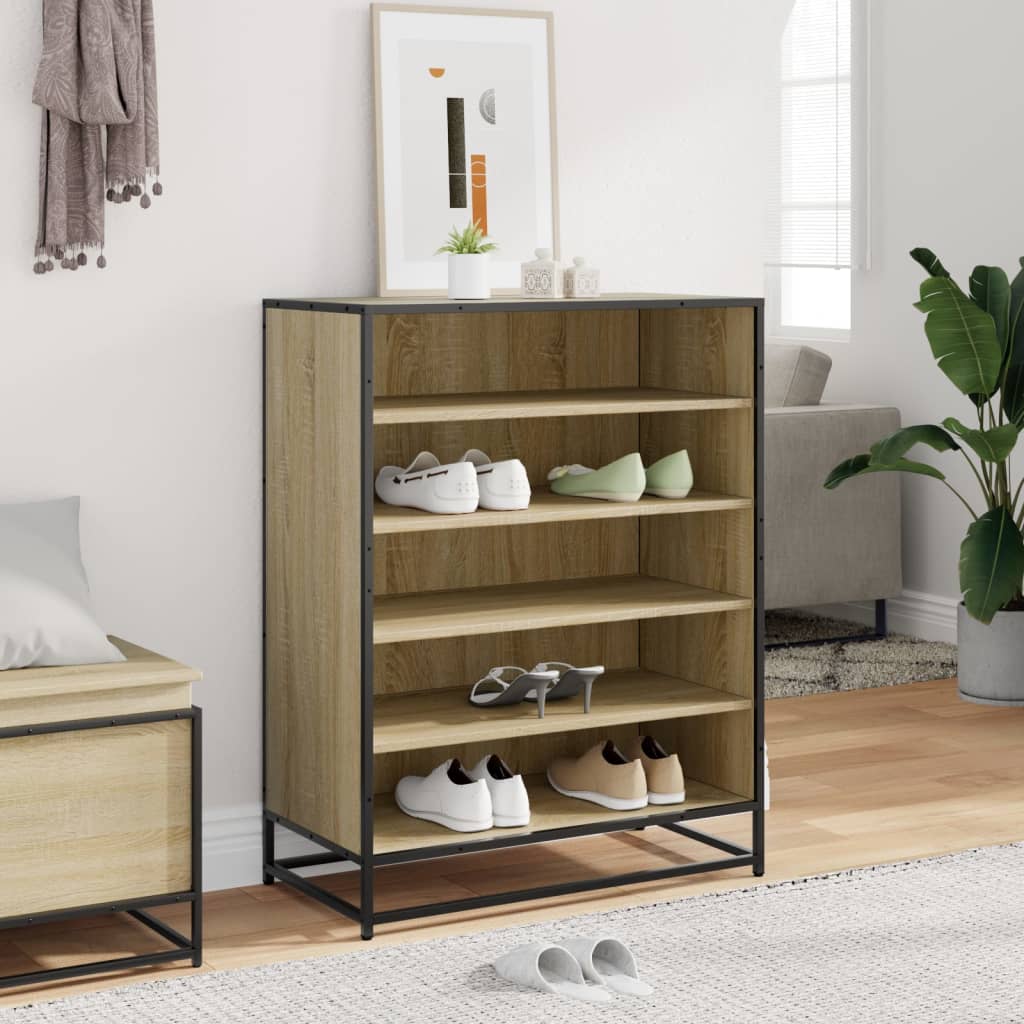 Scarpiera Rovere Sonoma 75x38x97,5 cm Legno Multistrato Metallo | homemem39