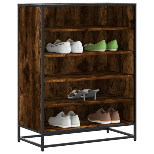 Scarpiera Rovere Fumo 75x38x97,5 cm Legno Multistrato Metallo - homemem39