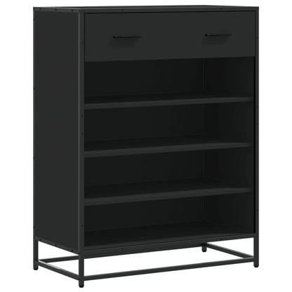 Scarpiera Nera 75x38x97,5 cm in Truciolato e Metallo | homemem39