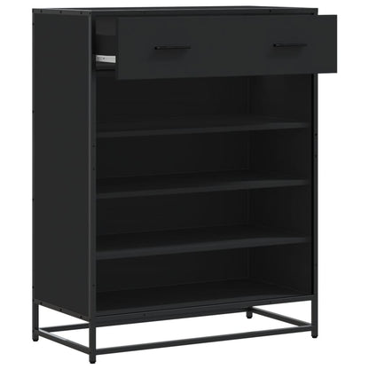 Scarpiera Nera 75x38x97,5 cm in Truciolato e Metallo | homemem39
