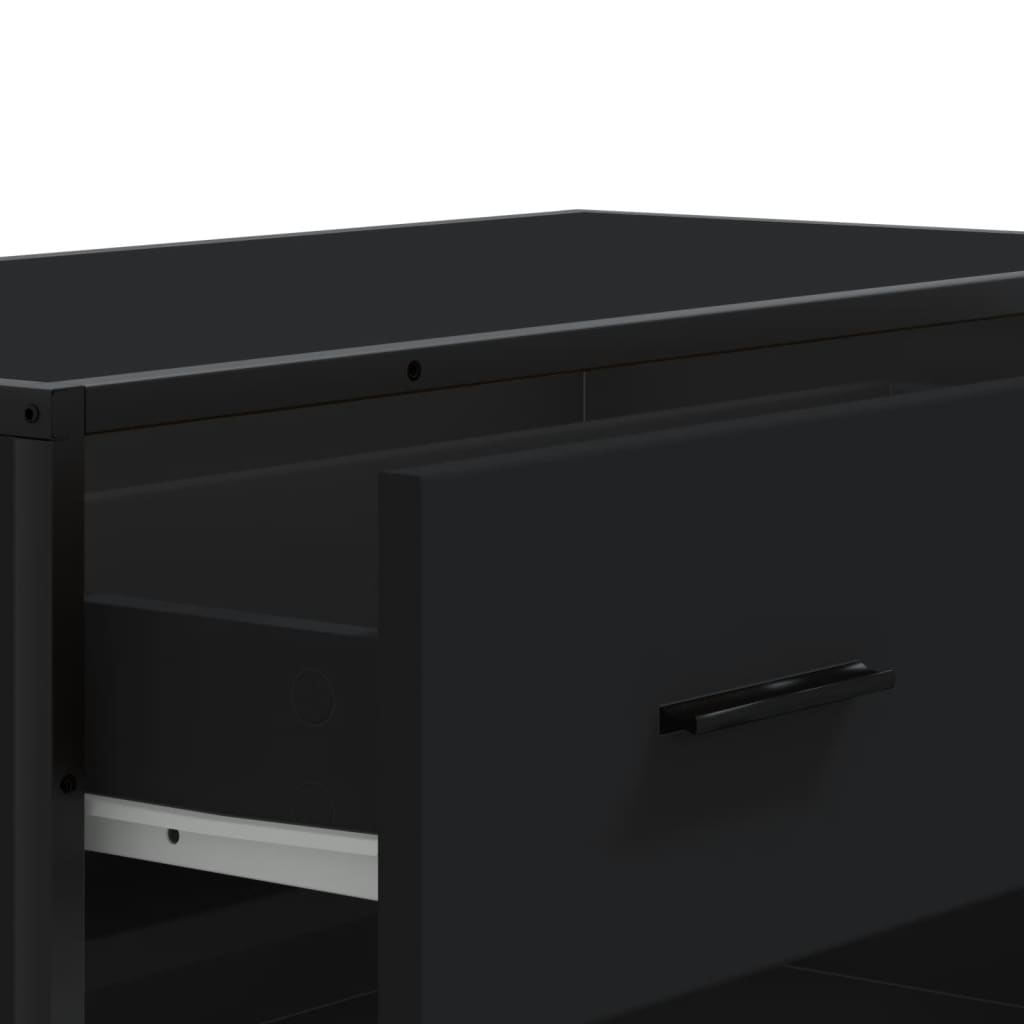Scarpiera Nera 75x38x97,5 cm in Truciolato e Metallo - homemem39