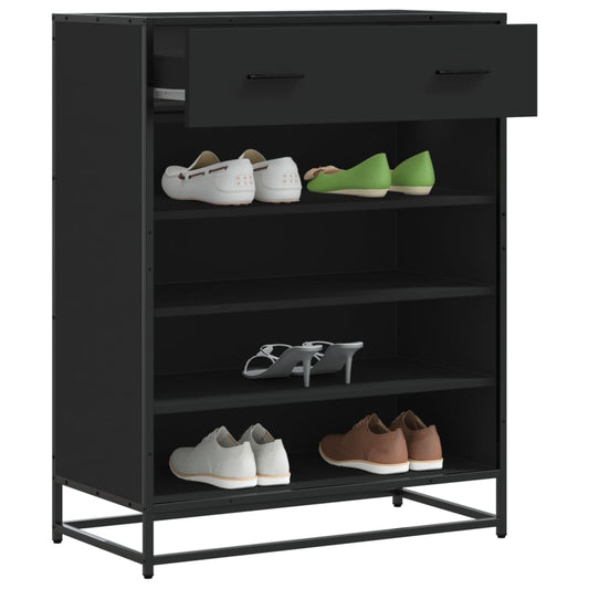 Scarpiera Nera 75x38x97,5 cm in Truciolato e Metallo - homemem39