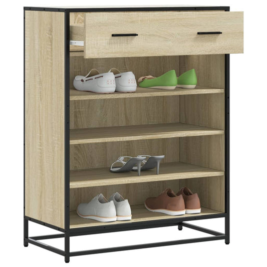 Scarpiera Rovere Sonoma 75x38x97,5 cm Legno Multistrato Metallo - homemem39