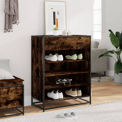 Scarpiera Rovere Fumo 75x38x97,5 cm Legno Multistrato Metallo - homemem39