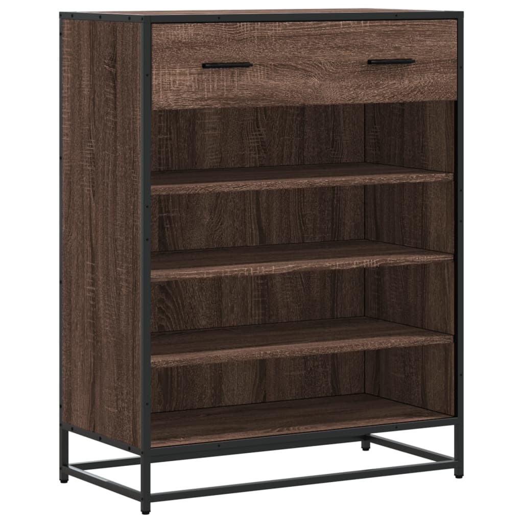 Scarpiera Rovere Marrone 75x38x97,5cm Legno Multistrato Metallo - homemem39