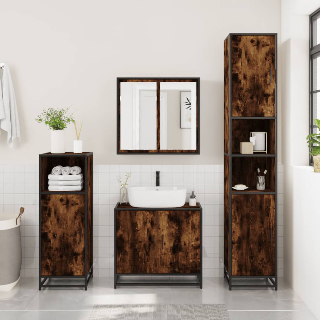 Mobile da Bagno Fumo 35x37,5x188,5 cm in Truciolato e Metallo | homemem39
