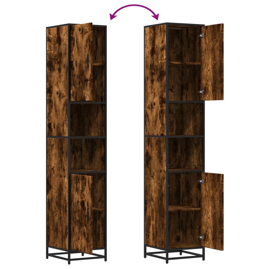 Mobile da Bagno Fumo 35x37,5x188,5 cm in Truciolato e Metallo