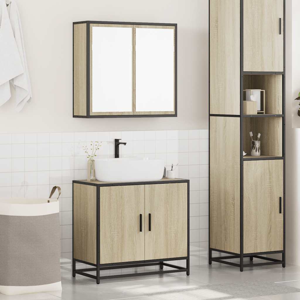 Set Mobili da Bagno 2 pz Rovere Sonoma in Legno Multistrato | homemem39