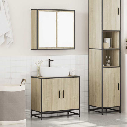 Set Mobili da Bagno 2 pz Rovere Sonoma in Legno Multistrato | homemem39