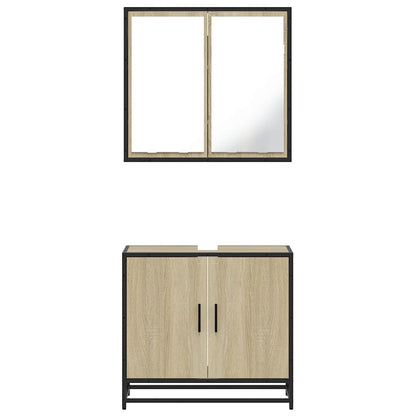 Set Mobili da Bagno 2 pz Rovere Sonoma in Legno Multistrato | homemem39