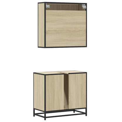 Set Mobili da Bagno 2 pz Rovere Sonoma in Legno Multistrato | homemem39