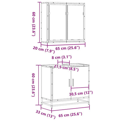 Set Mobili da Bagno 2 pz Rovere Fumo in Legno Multistrato | homemem39
