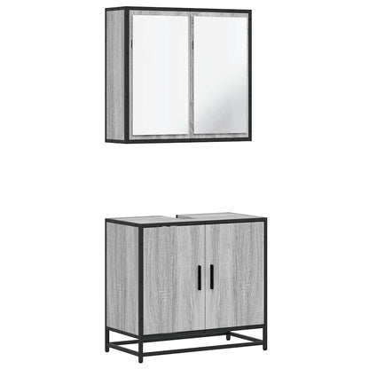Set Mobili da Bagno 2 pz Grigio Sonoma in Legno Multistrato | homemem39