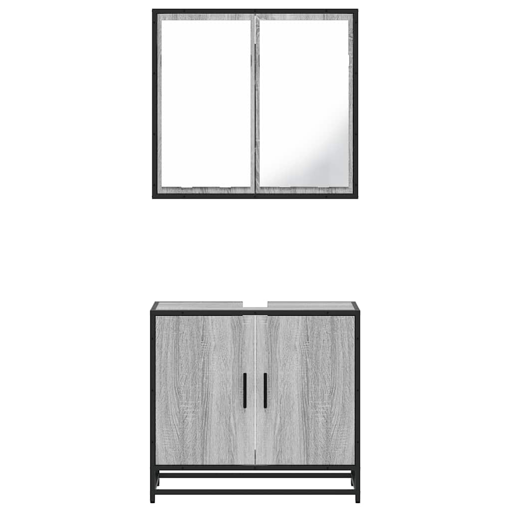 Set Mobili da Bagno 2 pz Grigio Sonoma in Legno Multistrato | homemem39