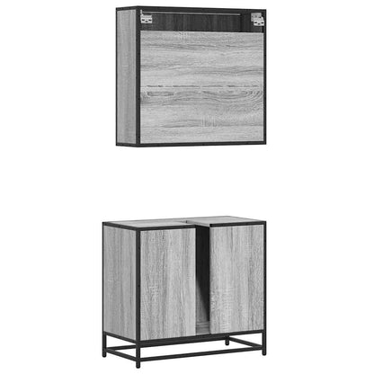 Set Mobili da Bagno 2 pz Grigio Sonoma in Legno Multistrato | homemem39