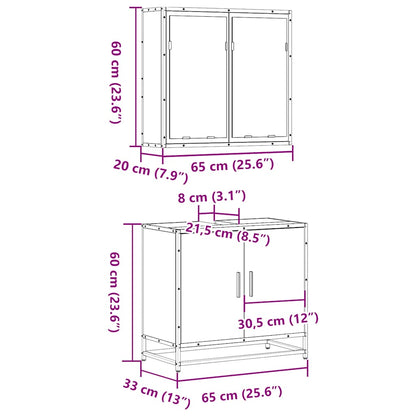Set Mobili da Bagno 2 pz Grigio Sonoma in Legno Multistrato | homemem39