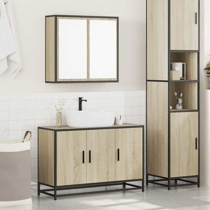 Set Mobili da Bagno 2 pz Rovere Sonoma in Legno Multistrato | homemem39