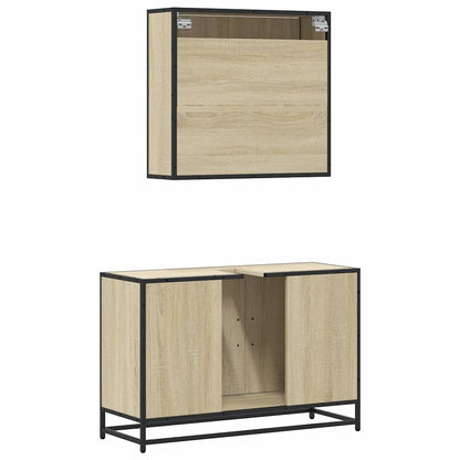 Set Mobili da Bagno 2 pz Rovere Sonoma in Legno Multistrato | homemem39