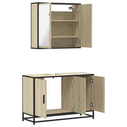 Set Mobili da Bagno 2 pz Rovere Sonoma in Legno Multistrato | homemem39
