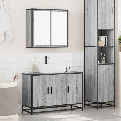Set Mobili da Bagno 2 pz Grigio Sonoma in Legno Multistrato | homemem39